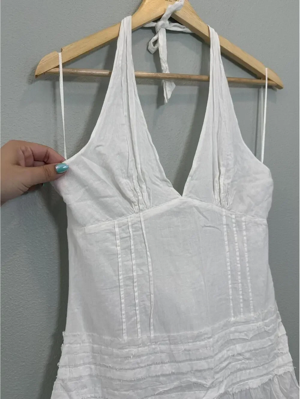 A-list by Wrapper 100% Cotton White Halter Summer Dress - Women's small - Picture 3 of 8